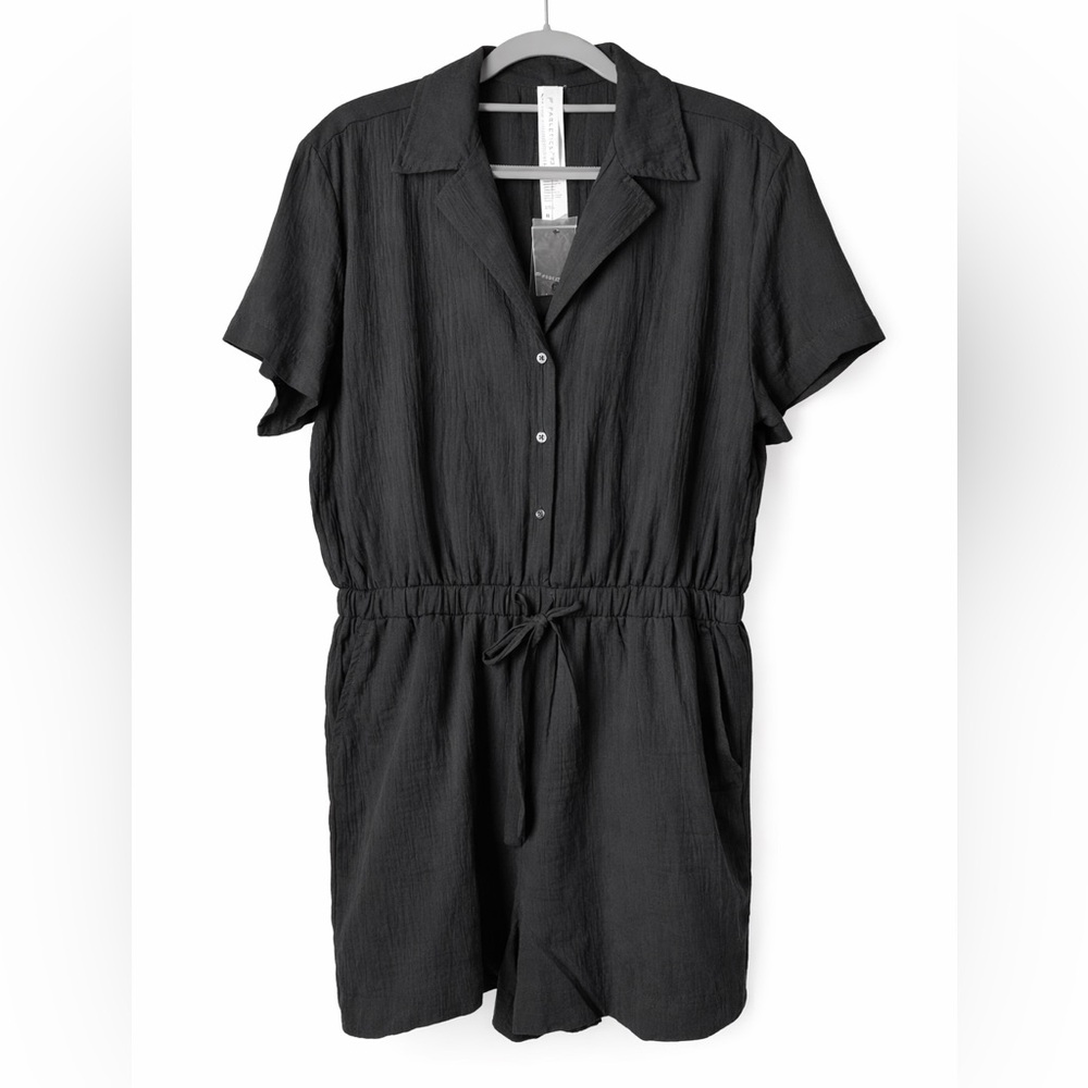 Fabletics Black Cotton Gauze Romper M Relaxed Fit Casual Summer NWT - Picture 2 of 16